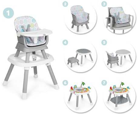 MS BabyWorld – Centro de Juegos 7 en 1 – Trona | Taburete | Silla | Alzador | Asiento Giratorio | Mesa de Juegos | Juguetes Interactivos