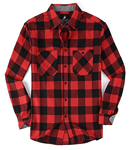 Alex Vando Camicia in Flanella Uomo Maniche Lunghe Quadri Boscaiolo