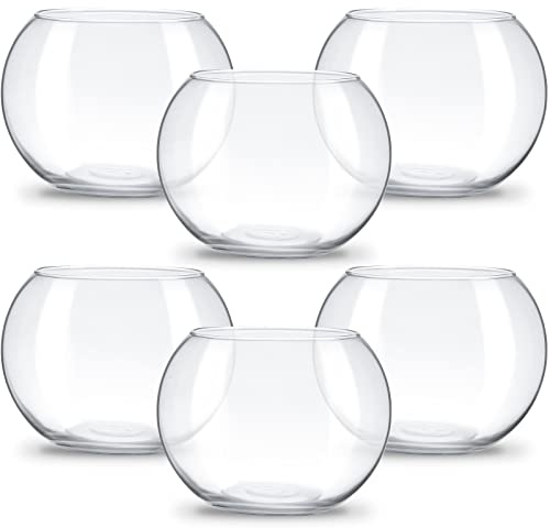 Clear Bowl Glass Vase Bubble Glass Round Vase Clear Bubble Planter Terrarium Fish Bowl Vase for Wedding Event Home Decor Flowers Fish(6 Pcs,4.5 x 3.7 x 5.9 Inch)
