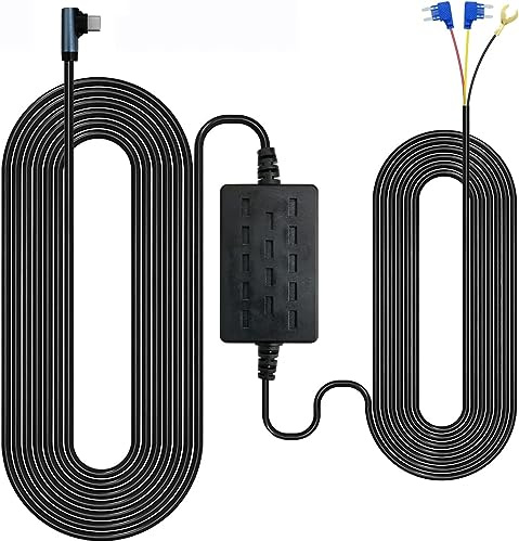 Kit de Cableado USB Tipo C, GKU Hardwire Kit para Dashcam, Puerto Tipo C, 3.5 Metros, 12-24V d 5V/3A, Kit de Cable de Cargador, Monitoreo de Estacionamiento Las 24 Horas, Protección de Baja Tensión