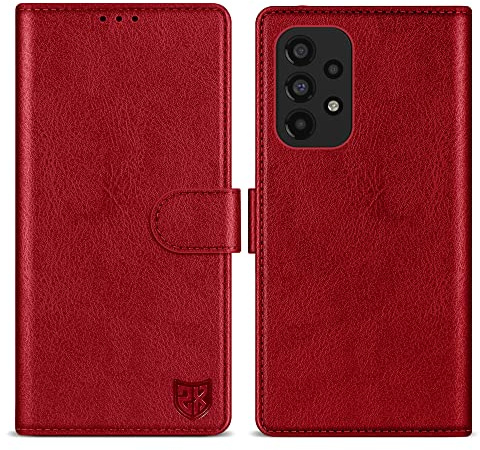 ZZXX for Samsung Galaxy A53 5G Wallet Case with [RFID Blocking] Card Slot Kickstand Magnetic Closure Leather Flip Fold Protective Phone Case for Samsung Galaxy A53 5G Case Wallet(Red-6.5 inch)