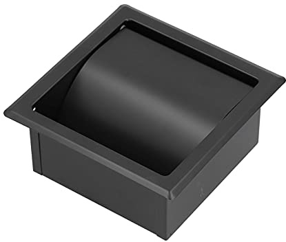 Tiiyee Recessed Toilet Paper Holder, Toilet Storage Wall Mounted Shelf Wall in Roll Tissue Dispenser Chrome Finish Stainless Steel Storage Box Holder with Cover for Commercial Hotel Cloakroom Black