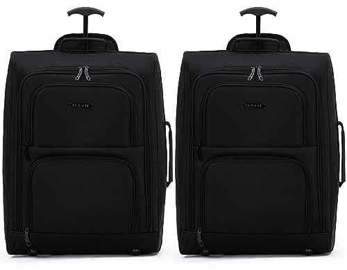 Flight Knight 2er-Set Handgepackkoffer Fur Die Kabine, Easyjet (Overhead), Jet2, Ryanair (Priority), Zugelassen, 2 Rollen, Leichte Tasche, Ideal Fur Flugreisen, 55 X 40 X 20 cm