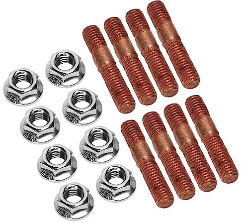 M8 1,25 Turbo-Gewindebolzen-Set, 8 Mm Metall-Gewindestangenbolzen, 8 Stück, Hochdruckbeständig, Auspuffkrümmer-Stehbolzen, Muttern-Hardware