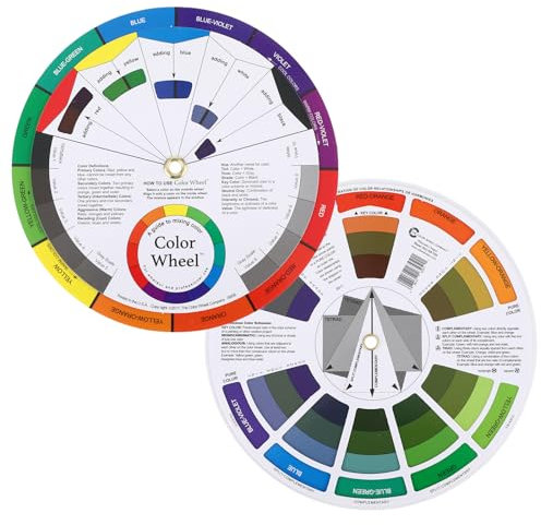 Amabro Roue de couleur assortie, guide de mélange des couleurs, Artist's color wheel Aquarelle Roue des Couleurs roue de mélange rotative, nuancier de couleurs pour vernis à ongles, maquillage