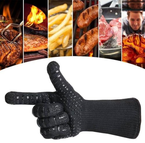 MApBer Hitzebeständige Handschuhe. Bis 800 Grad (1472F), Grillen, Kochen oder backen. Grillhandschuhe mit rutschfestem Silikon. 1 Paar Handschuhe