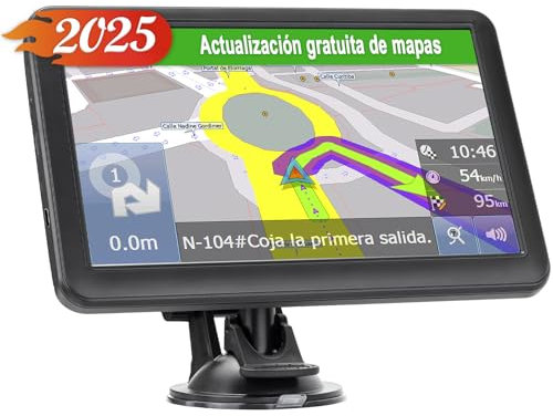 GPS Navigationsgerät für Auto 2025 -D7 Navi Auto PKW 7 Zoll GPS Navigation Testsieger mit Europa UK 44 Karte Kostenloses Upgrade Sprachführung Blitzerwarnung POI Fahrspurassistent