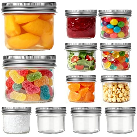 FoiiLiio 12 Tarros de Cristal para Conservas,Tarros de vidrio con tapas 100ML,mini Tarros de Cristal Herméticos,tarros pequeños de miel,mermelada,Frascos Pequeños,Mini Tarros Mason