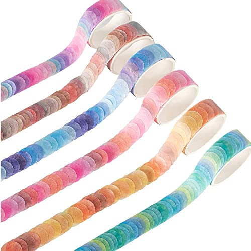 Songdao Washi Tape Set 6 Rolls Dot Washi Tape Sticker 600 Dots 14mm Washi Sticker Set Dots Stickers Eight Colours for DIY Scrapbooking Gift Decoration Packaging Notebook