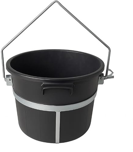 Secchio per montacarichi, Made in Italy - Secchio in Plastica con struttura metallica per Paranco – Baule Porta Attrezzi da Lavoro per Uso in Cantiere Edile (Tondo Ø 50 cm)