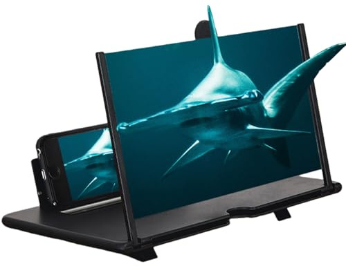 Screen Magnifier for Smartphone, Mobile Phone Screen Magnifier for Smartphone, 3D Pull-Out HD Screens Phones Projector, Foldable Cell Phones Stand with Screen Magnifiers (Black,10 In)