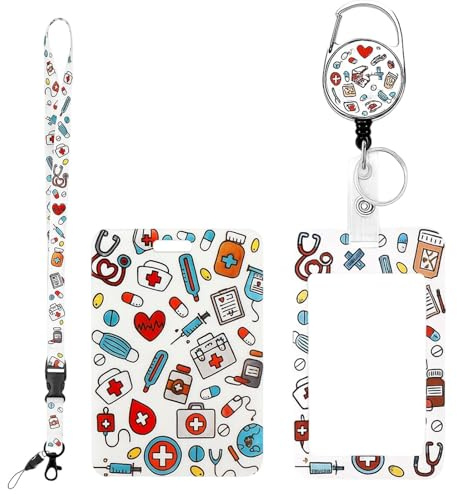 Ausweishülle mit Band, Id Badge Holder Breakaway Lanyard für, Einziehbare Badge Reel, Abnehmbare Namensschild Clips, Hals Lanyard Strap, Lehrer Büro Geschenke