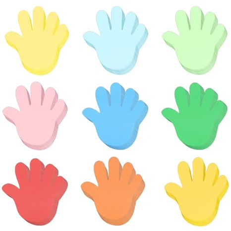 QUARKZMAN 108 Pcs Découpes De Mains Colorées en Papier, Découpes De Tableau D'affichage Printanier Découpes De Papier en Forme De Mains Prédécoupées avec De Colle pour Salle De Classe