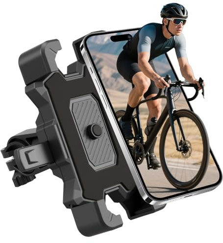 Bike Phone Holder Bicycle, Universal Handlebar Mobile Phone Holder Motorcycle for Electric Scooter Motorbike Mountain Bike with 360° Rotation for iPhone 17 16 15 14 13 5.5-7.9 Smartphones Rotatable