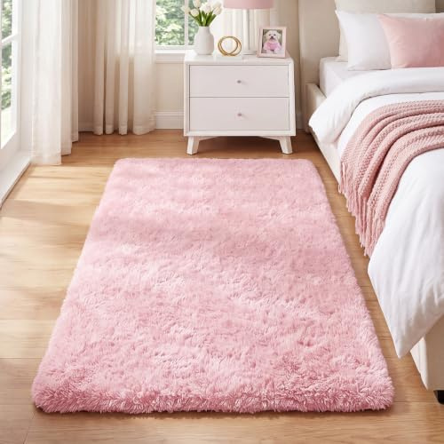 Alfombra de Pelo Largo Mullida Salón Dormitorio Pasillo 60x100cm Rosa