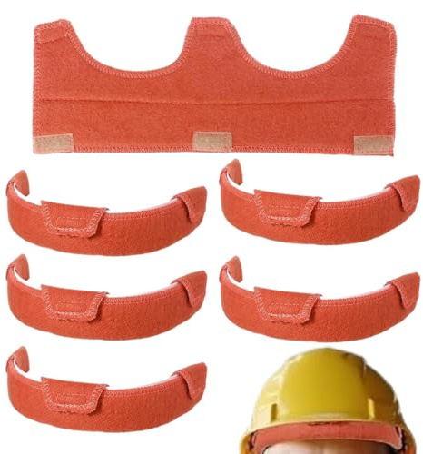Bandas de sudor para casco duro, 25 x 9 cm (paquete de 6) | Forro de algodón lavable para casco, almohadillas de refrigeración autoadhesivas que absorben la humedad para construcción, soldadura