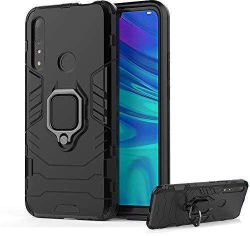 DESCHE Compatible pour Coque Huawei P Smart Z avec Anneau Coque + Protection Ecran, Compatible avec Le Support de Voiture magnétique - Noir
