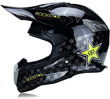 MRDEAR Casco Downhill Motocross Casco Rockstar Casco Moto Cross Adulto Casco MTB Integrale Enduro Offroad Sport con Fodera Rimovibile, Certificato DOT, 3 Stili,C,XL