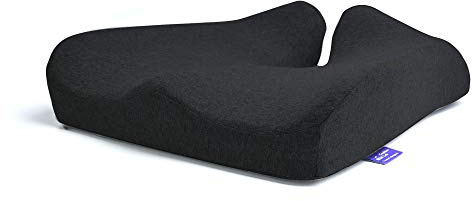 Cushion Lab Patented Pressure Relief Seat Cushion for Long Sitting Hours on Office & Home Chair - Extra-Dense Memory Foam for Soft Support. Car Pad for Hip, Tailbone, Coccyx, Sciatica - Black
