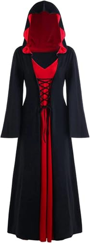LPFNSF - Vestito da strega vintage, costume da vampiro da donna per Halloween, taglie forti, costume rinascimentale/medievale da donna (A, 2XL)