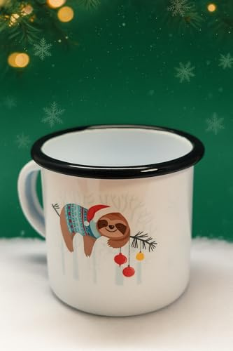1 emaljmugg jul barn barnkopp med djurmotiv, sengångare – present pojkar flickor till jul jultomte kopp mugg jul presentidé för barn, flerfärgad