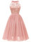Robe de soirée élégante pour mariage - Dos nu - Swing - En mousseline de soie - Robe de cocktail, rose clair, S