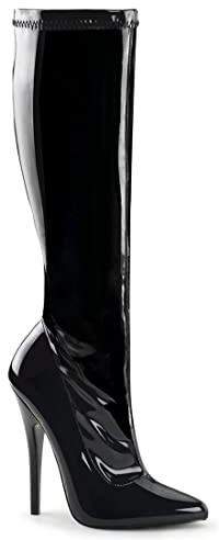 Womens Sexy Knee High Kinky Fetish Stiletto Heel Full Side Zip Boots Size UK 4-12 (Black Patent, uk_footwear_size_system, adult, women, numeric, medium, numeric_9)