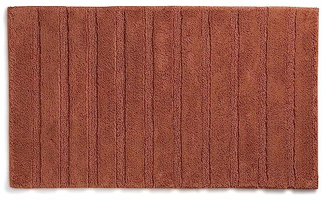 kela Badematte rutschfest 50 x 80 x 1,6 cm MEGAN, Badezimmerteppich braun, waschbar, recycelte Baumwolle, Badvorleger in Hoch-/Tief-Design, terra