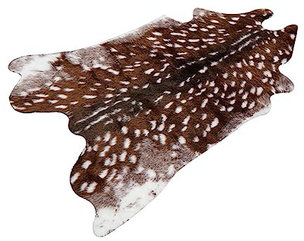 Artibetter Faux Deer Hide Rug: 110x90cm Plum Deer Area Rug – Non-slip Washable Animal Print Carpet for Bedroom, Living Room & Study