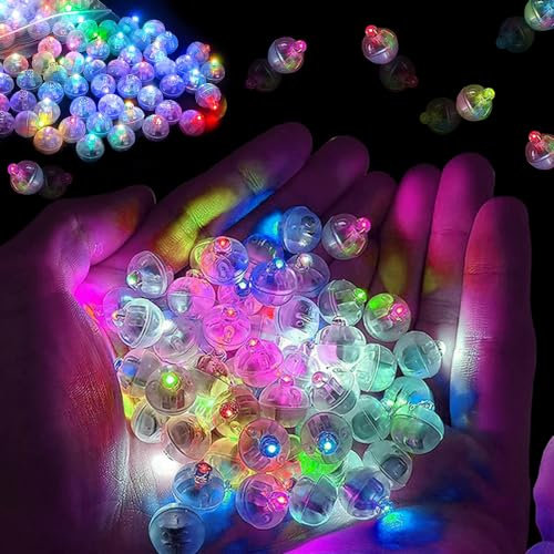 HIQE-FL 120 Stück Runde LED Ballons Lichter,Mini led Ballonlichter,Farbe Blinkend,LED Ballons Lichter,Halloween,Weihnachten,Geburtstagsfeiern,Hochzeitsdekoration