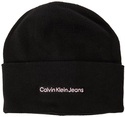 Calvin Klein Jeans Damen INST EMBRO BEANIE K60K612651, Black (Black/Peach Whip), OS