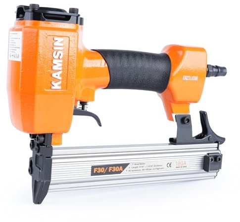 KAMSIN F30A 18 Gauge Pneumatic Brad Nailer - 10-30mm Brad Nails, Air Power Brad Nail Gun, Finish Nailer for Woodworking Projects, Carpentry, Upholstering