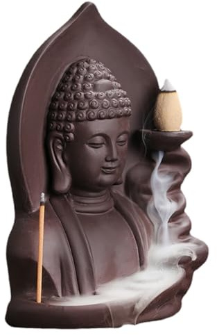 LICHENGTAI Bruciatore Incenso di Riflusso Cascata, Porta Incenso Buddha Supporto per Bruciatore di Incenso Bruciatore di Incenso a Flusso Inverso per Aromaterapia, Yoga, Meditazione, Casa