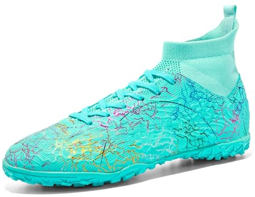 KUUK Scarpe da Calcio Uomo Donna Turf Scarpe da Calcetto Indoor Unisex Artificiale Scarpe da Allenamento Teenager AG TF Erba Sintetica Training Scarpe (028 Verde TF 46)