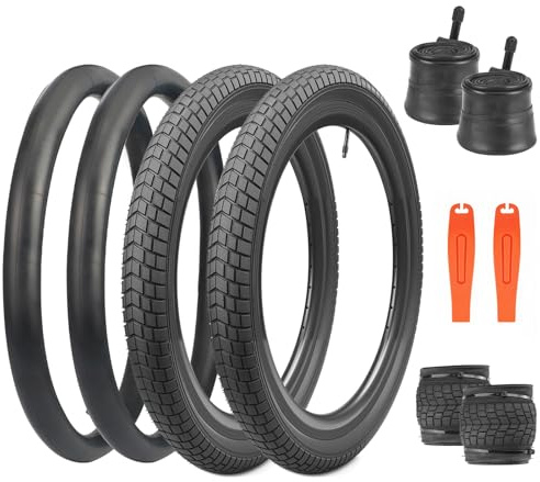 Balinge 20x2.125 Bike Tires 2 Pack 20 Inch Bike Tire Kids Black 20x2.1 25 Bicycle Tire and Tube Folding Replacement Tire Suitable for Bicycle Tires 20x2.1 20x2.125 20x2.25, 2 Tires+2 Tubes