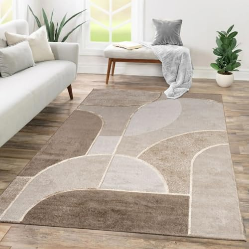 TT Home Matta Vardagsrum Matsal Kort Lugg Abstrakt Mönster Geometrisk Design Båge Optik Hög-Låg Effekt Modern Stil, Storlek:80x300 cm