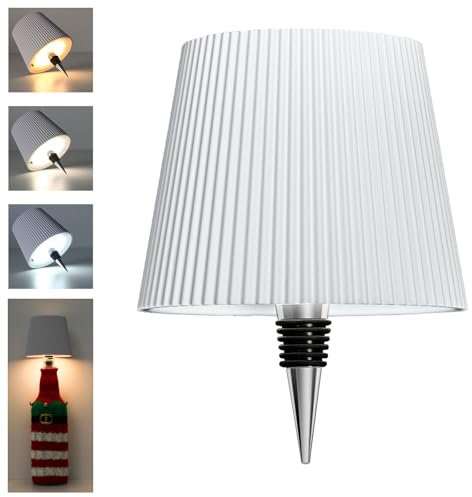 Beaeet Lampada da bottiglia LED da tavolo senza fili, con touch dimmerabile a 3 colori, ricaricabile USB-C, per camera da letto, terrazza, feste o campeggio – bianco