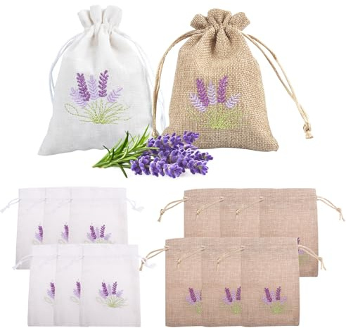 duisoad 12 Pezzi Sacchetti Profumati Lavanda Sacchetti per Lavanda 10 cm x 14 cm Sacchettini per Lavanda Vuoti per Armadi, Cassetti, Vestiti, Sonno, Bianco e Lino