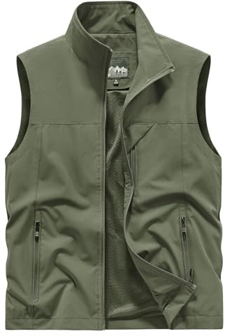 OlyljpinZ Homme Gilet de Pêche Léger Respirant à Séchage Rapide Veste de Sport Sans Manches Été Gilet de Loisirs de Plein air Multipoches Gilet de Travail Gilet de Voyage Chasse Camping Photographie