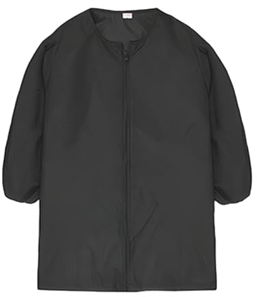 Siepificius Tablier de peinture pour enfants avec fermeture éclair sur le devant pour filles, garçons, enfants, travail manuel noir, taille XL