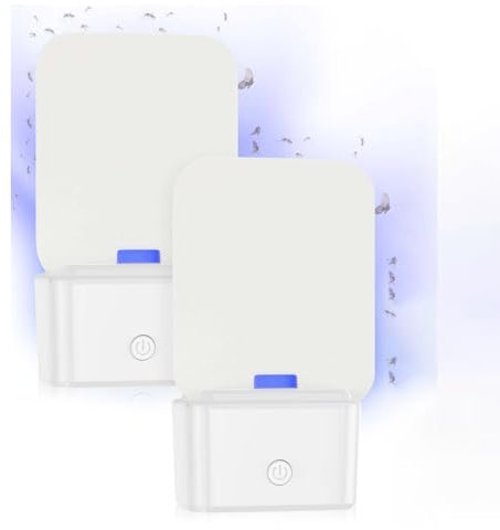 Insektenvernichter Elektrisch,Fliegende Insektenfalle, Plug-in-Fruchtfliegenfalle Innenbereich Elektrische Fliegenfalle UV-Licht Obstfliegenfalle für Fruchtfliegen,Moskitos,Mücken 2 Device+10 Refills