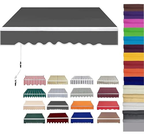 Retractable Patio Awning Fabric Replacement Waterproof Polyester Shade Cover Outdoor Sunshade Awning Cover Canopy Canvas for Yard Deck Balcony,without Frame,06,(6.6x5ft) 2x1.5m