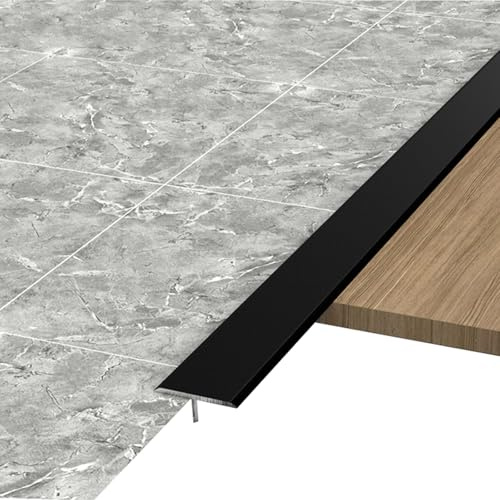 JTPMYFT Perfiles de transición de Suelo en Forma de T de Aluminio, perfiles for Bordes de Suelos de Madera compuesta y baldosas, adecuados for Juntas de Suelo de hasta 1 cm.(Black)