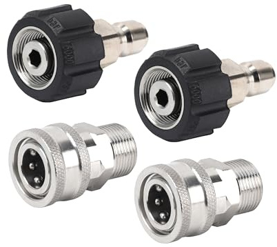 Pressure Washer Quick Connect Kit, 4 Pack Stainless Steel M22-14mm Male to 3/8 Quick Connect Couplers, Swivel Adapter Set for Power Washer Hose and Gun