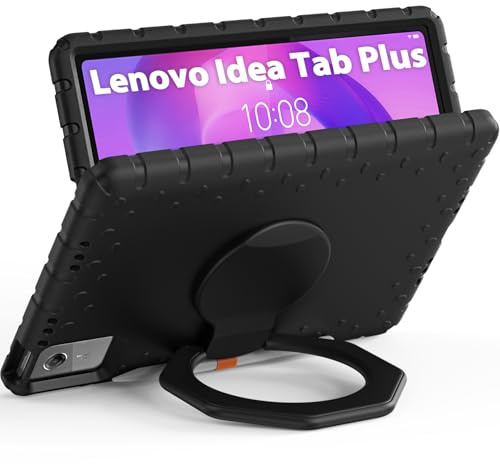 DUX DUCIS Fodral för Lenovo Idea Tab Plus, 12,1 2025, tunt EVA-fodral med 360° roterande ringhållare och handtag, stötsäker, inga tjocka hörn, svart