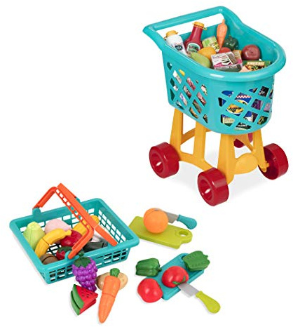 Battat – Deluxe Grocery Playset – Toy Food for Toddlers – Shopping Cart Toy – 20+ Pretend Food Items – 3+ Years– Shopping Cart & Groceries Bundle