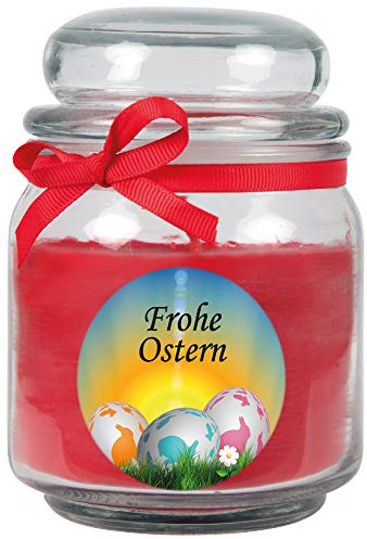 HS Candle Duftkerze als Ostergeschenk (Rosen-Duft), Design: Ostereier - Kerze als Osterdeko - 300g. Wachs mit ca. 70 Stunden Brenndauer