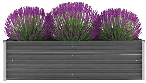 Tidyard Upphöjd bädd, trädgårdsbädd, planteringsbädd, tidig bädd, planteringskruka, blomlåda, grönsaksbädd, blombädd, trädgårdsväxter, öppen undersida för balkonger, upphöjd säng, galvaniserat stål, 160 x 40 x 45 cm, grå