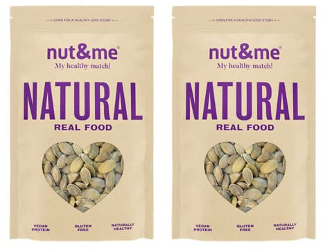 Graines de courge décortiquées 600 gr nut&me | Graines de citrouille | Keto | Naturelles et non salées | Low carb | Sans gluten | Pack 2 x 300 gr
