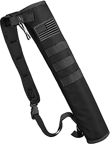 KRATARC Archery Lightweight Back Arrow Quiver Dual Use Foldable Compact Hip Arrows Bag with Molle System Hanged for Target Shooting (Black- Diameter 3.5'')